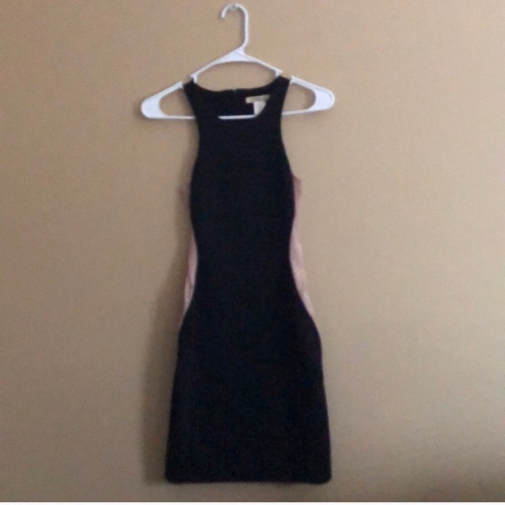 Arden B black dress with mesh detail side